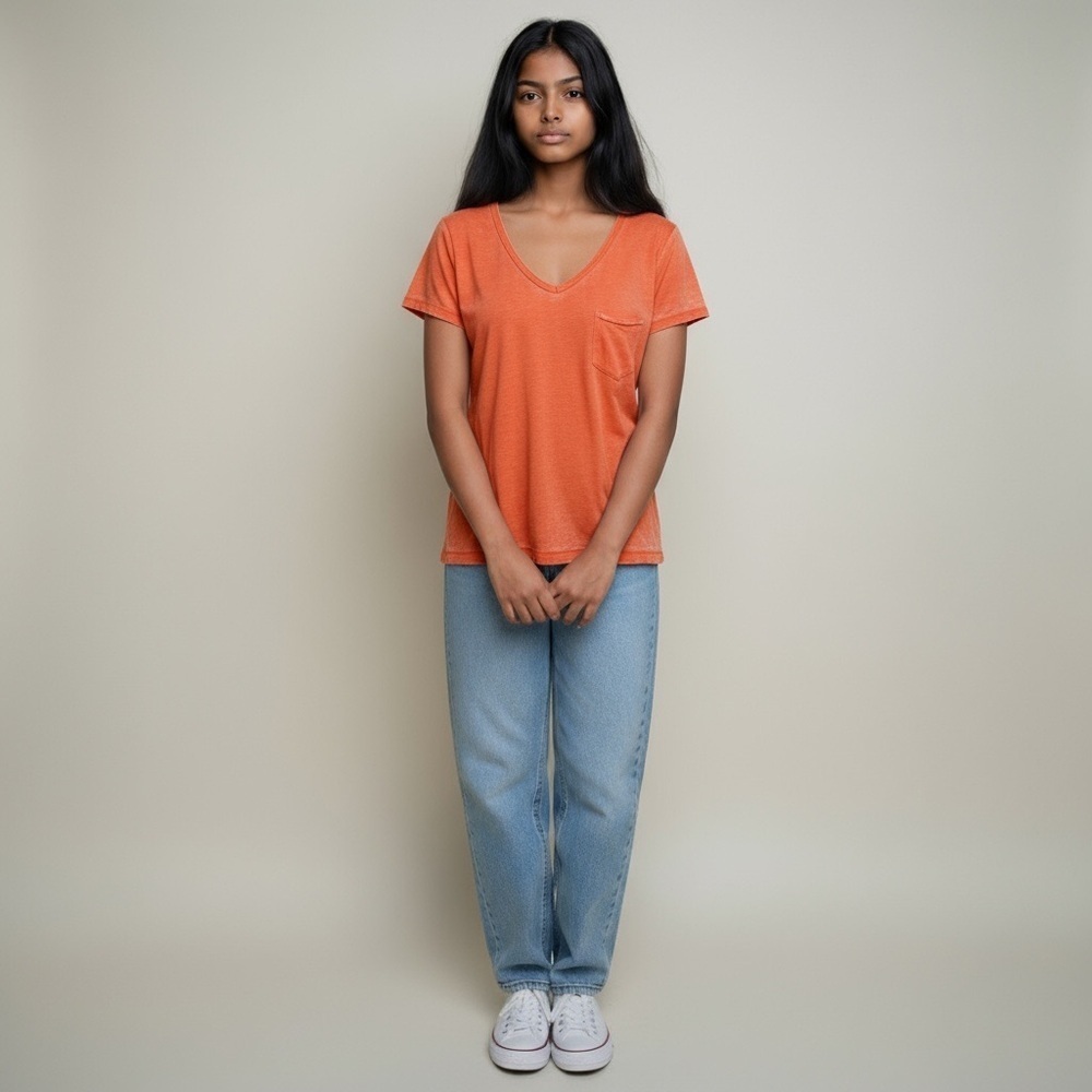 Aerie V-Neck Short Sleeve Tee in Coral